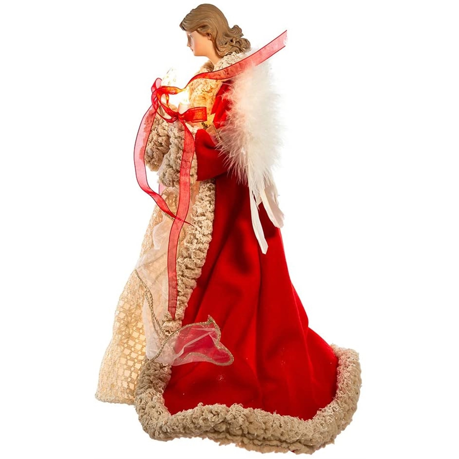 Kurt Adler (#UL2218) 10-light Red and Ivory Angel Lighted Treetop, 16"