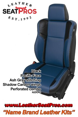 Leather Seat Covers for 2015-2021 Dodge CHARGER Pacific Carbon Black Combo Ash