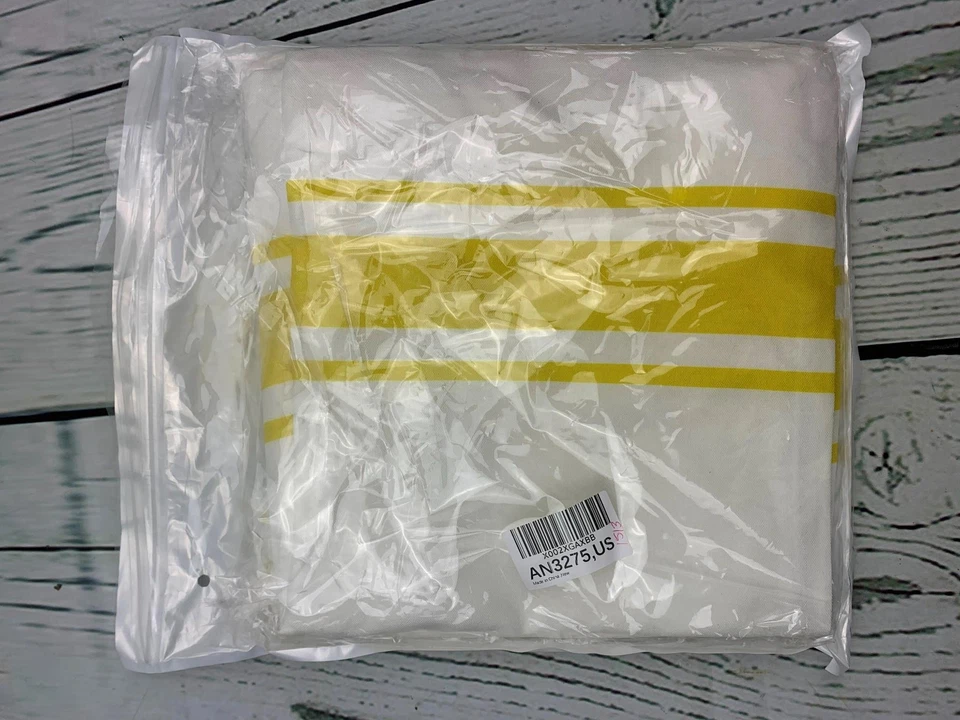 Fronhas decorativas quadradas de linho macio listras brancas amarelas 4 peças - Imagem 2 de 2