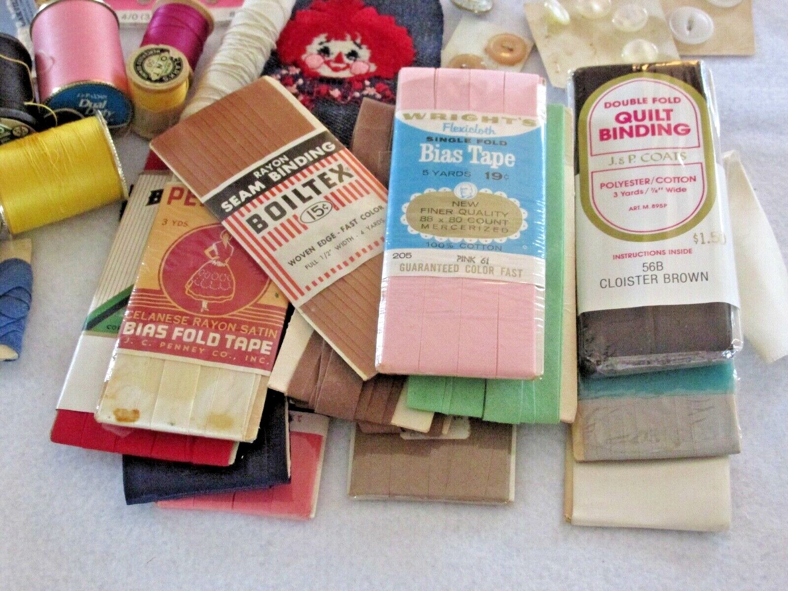 Vintage Sewing AccessoriesThreadBinding TapeElasticButtonsZippers
