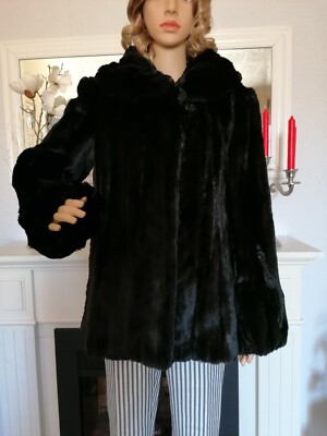 Elegance Paris Luxus Pelzimitat wie Echt Jacke 36 Toller Ausschnitt Neuw NP690  