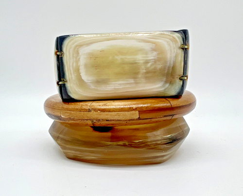 New Bone Tile Bangle Bracelets Set of 3 Chunky - 2025 Zara Likeness, MSRP $115 - Picture 2 of 2