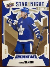 19-20 UD Credentials Hockey Rookie Star Of The Night 3S-08 Rasmus Sandin