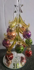 Glass Christmas Tree Green with Ornaments 6" LSArts Gift Essentials XM-706