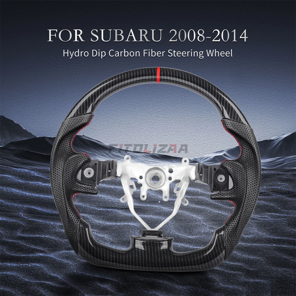 1 X Hydro Dip углеродного волокна руль для Subaru WRX STI 2008-2014 Nappa ручка - Изображение 3 из 4