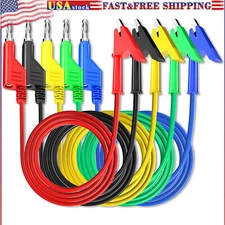 5PCS Test Lead 4mm Stackable Banana Plug to Crocodile Alligator Clip Cable