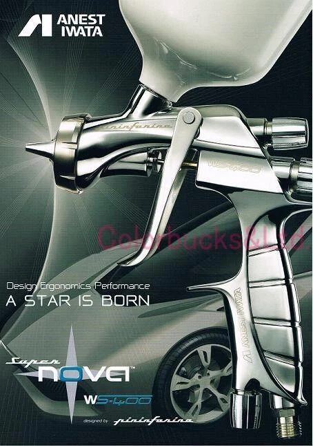 Pistola pulverizadora Anest Iwata Supernova WS-400-1301B-S1 WS400 evo con taza para capa base Foto 3 de 4