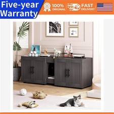 Litter Box Enclosure with Double Room Cat Hidden Litter Box Enclosure Furniture