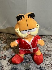 Vintage Stuffed Animal Garfield Russell Stover Red Valentine in Robe 7" Toy Cat