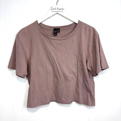 Windsor Crop Top Mauve Purple T-Shirt Short Sleeve Tee Solid Casual Womens Shirt