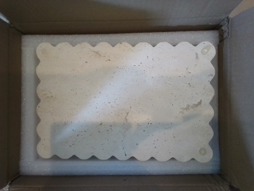 Bandeja de travertino natural con borde festoneado bandeja de tocador rectangular 11,5"x8" - Imagen 3 de 3