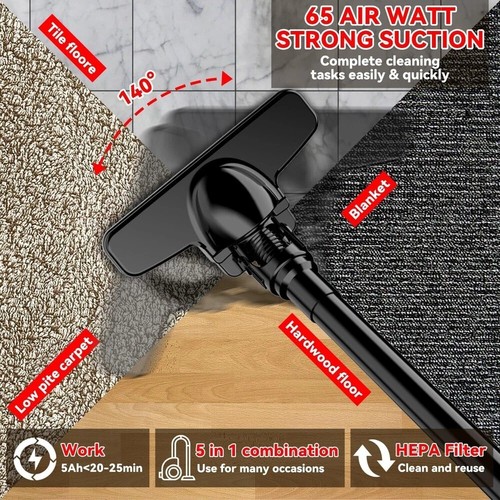 Aspirapolvere Senza Fili per Milwaukee M18 Batteria, 5 in 1 Aspirapolvere Elettrico Portatile Cl... - Foto 5 di 6