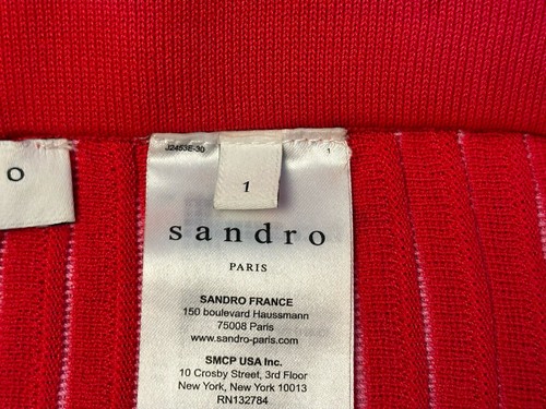 Sandro Ladies Skirt Size 1 AU 8 Scalloped Hem Pleat Knit Maxi Shryl Stripe Pink - Picture 13 of 18