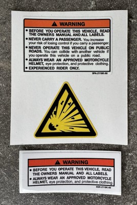 yamaha 2001 YZ125 Safety WARNING Decal Set / Sticker Kit / Graphics Kit ...