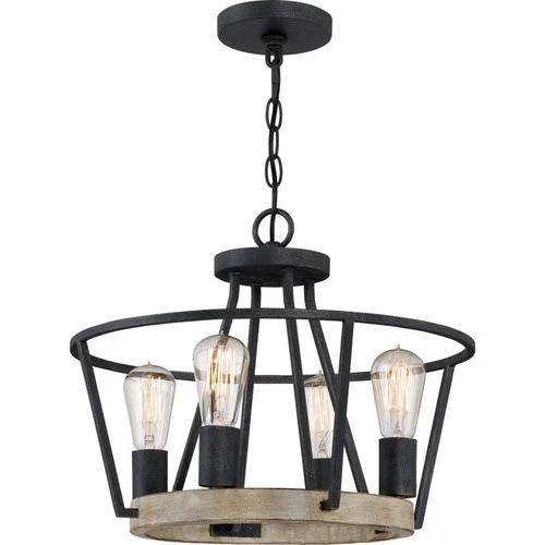 Brockton - Four Light Pendant - 15 Inches high-Grey Ash Finish    -Traditional - Picture 1 of 12