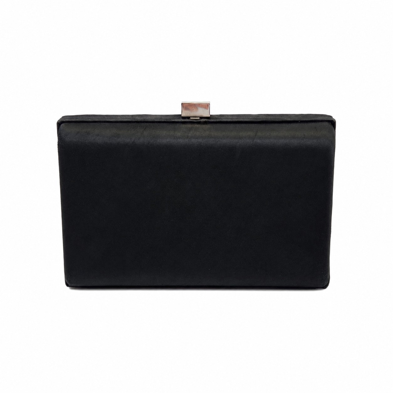 Valerie Stevens Black Satin Box Clutch Evening Bag Quiet Luxury Whimsy Goth Y2K.