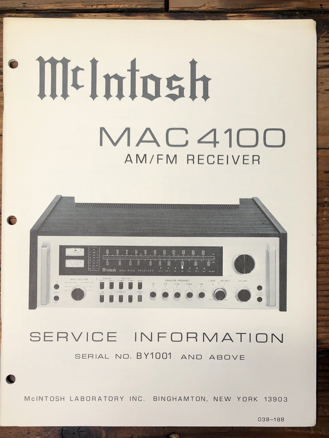McIntosh MAC 4100 Receiver BY1001 + Service Manual *Original*
