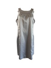 Ann Taylor LOFT Pewter Gray Silver Satin Embellished Sheat Dress Sz 16