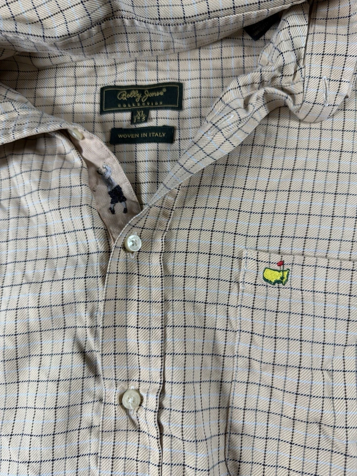Golf Masters Bobby Jones Para Hombre XL Cuadros Manga Larga Con Botones Tejido en Italia Foto 2 de 4