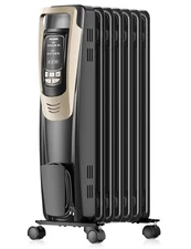 Champagne Oil Filled Radiator Heater With Remote And Thermostat, 5 Temperature S