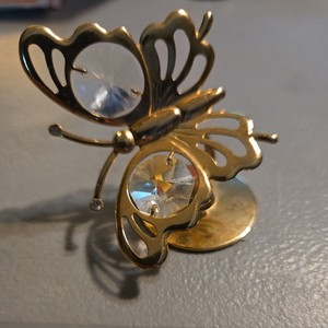 Authentic 24K GOLD PLATED BUTTERFLY FIGURINE AUSTRALIAN CRYSTAL MASCOT USA