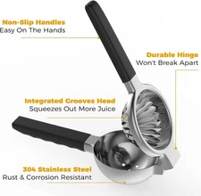 Stainless Steel Lemon Squeezer Large Manual Citrus Juicer Non-Slip Grip ~NEW~