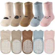 JAKIDAR Baby Toddler Non Slip Socks with Grips, Little Girls Boys Walking Sli...