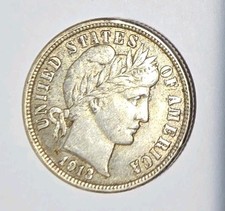 1913 XF/AU Barber Dime P Philadelphia 10c Nice Choice Original
