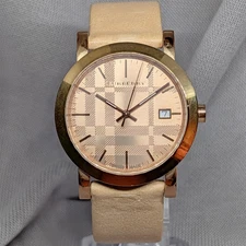 BU1864 Burberry Heritage Unisex Rose Gold Plated watch with Fossil band
