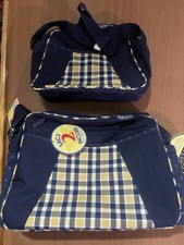 New NWT Graco Ivy League Diaper Bag Set Plaid Blue Yellow 2 Bags w Changing Pad