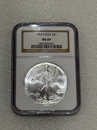 1994 Silver Eagle  NGC MS 69 Brown Label ~ PRISTINE ~ NO SPOTS (021)