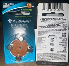 Premium Zinc Air Hearing Aid Batteries Size 312 Mercury Free Exp 03/2027 40 Pk