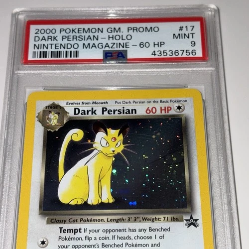 PSA 9 Dark Persian Black Star Promo #17 Nintendo Magazine WOTC Pokemon Graded