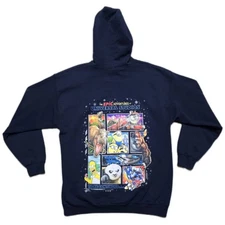 Disney Universal Studio Full Zip Up Hoodie Mens L Blue Double Sided