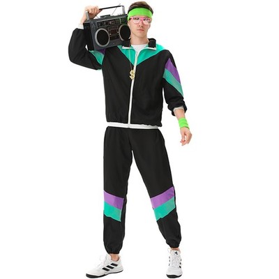 MAASKANTJE ''Gärry'' Retro 90er Jahre Trainingsanzug Kostüm schwarz türkis neu
