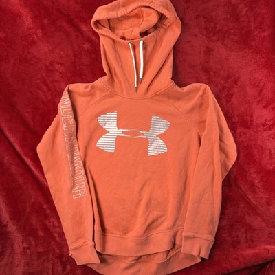Under Armour Women's MD/M Loose Fit Orange Pullover Hoodie Sweatshirt Silver