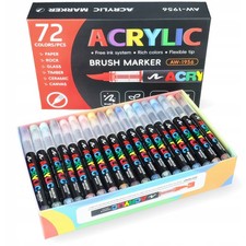 72 Farben Acrylstifte 1-5mm Pinsel Acrylmarke...
