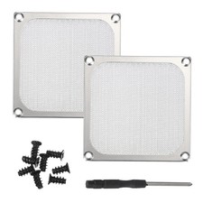 2Pcs 92mm Fan Filter Grills Aluminum Frame Mesh with Accessories, Silver