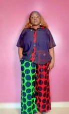 Women's African Print Modern 2pc Top and Pant Size 22 Set