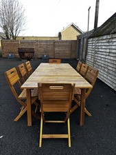 Bloom Denia Teak Garden Table With Fold Out Centre Leaf And 8 Matching Chairs