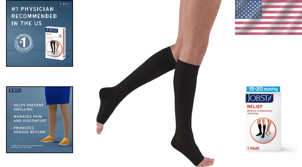 Relief Graduated Compression Socks - Black, X-Large - Image 2 of 4