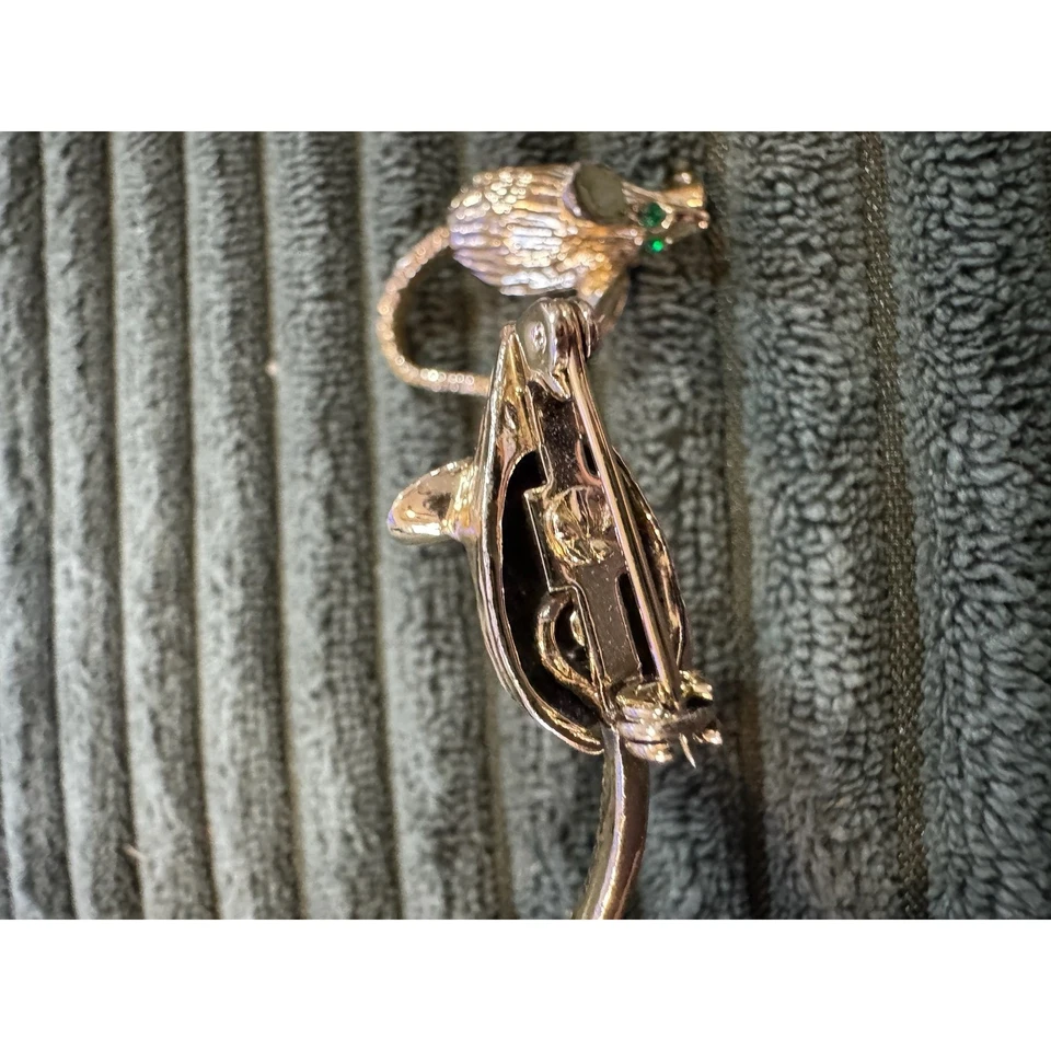 Juego de prendedores de ratón dorado con broche ojos verdes delicados animales encanto joyería Foto 2 de 4