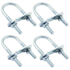4 Sets M6 U Bolts 1 Inch Wide, Round U-Bolts with Frame Plates, Nuts, and Washer
