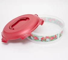 LocknLock Pie Carrier,Special Edition Printed,Round Food Storage w Handle K85507