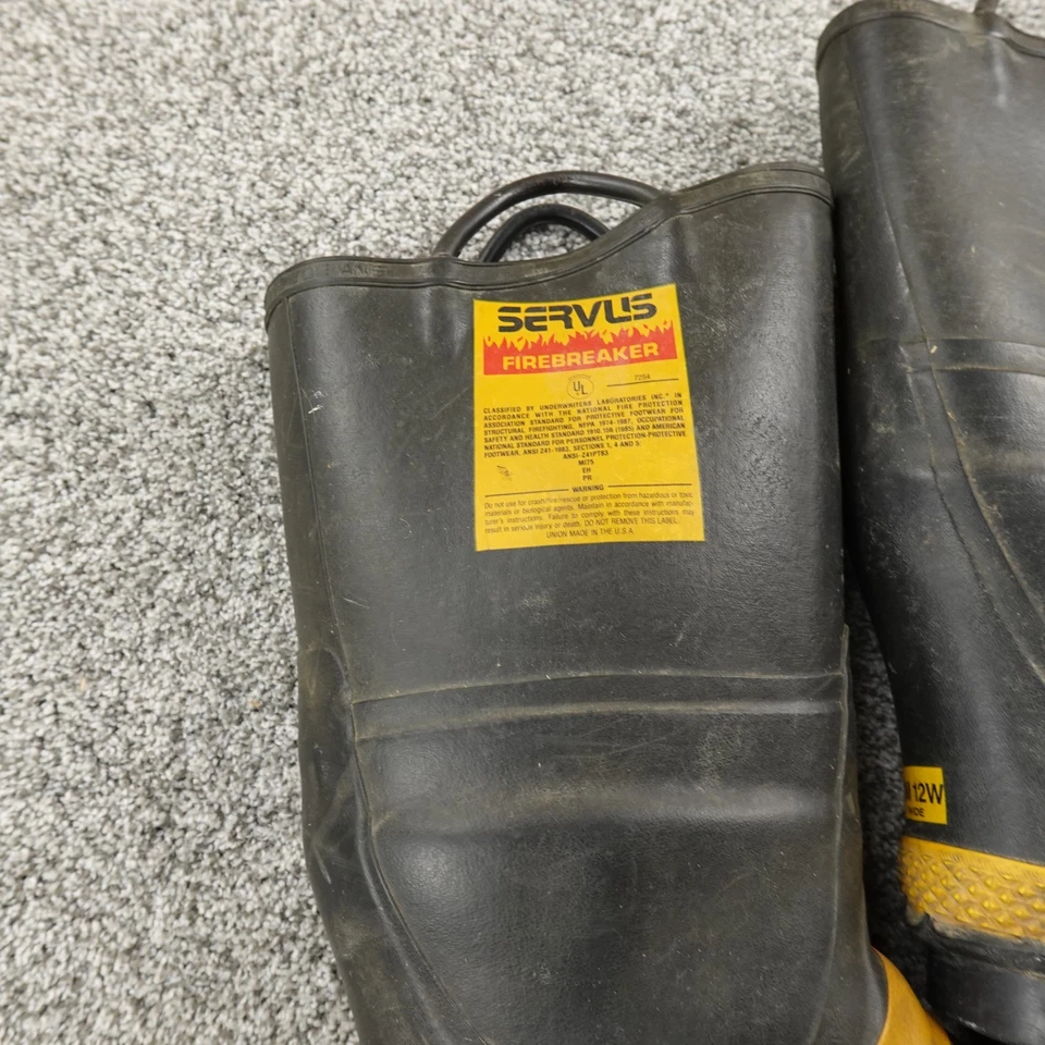 SERVUS Firebreaker Boots Mens 11W Firefighter Fireman Rubber Steel Toe Shoes USA - Image 3 of 4