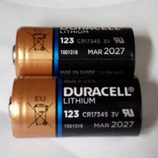 2 CR123A 3V Lithium AS PICTURED 123A Batteries March 2027 U.S.A. MADE