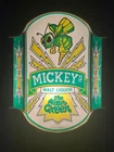 Vintage Mickey's 'Mean Green' Light Up Foil Bar Sign Malt Liquor Beer Hornet 80s