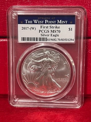 2017-W American Silver Eagle PCGS MS70 First Strike West Point .999 Fine Silver