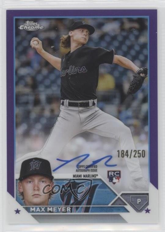 2023 Topps Chrome Rookie Purple Refractor 184/250 Max Meyer #RA-MME Auto RC 0m7x