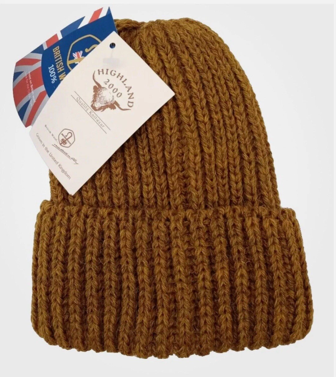 Highland 2000 Cuffed 100% British Wool Beanie Watch Cap Hat - Toffee Brown BNWT
Opens in a new windo